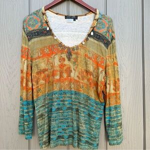 City Girl Boho Hippie Blouse Long Sleeve Women’s Large